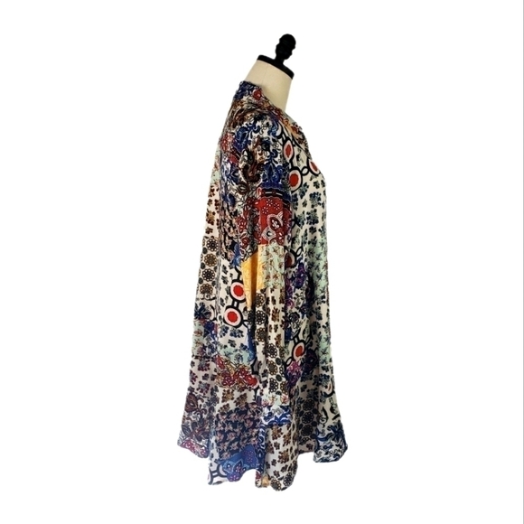 Republic Patchwork Tunic Blouse Long Sleeve Button Front - Picture 3 of 9